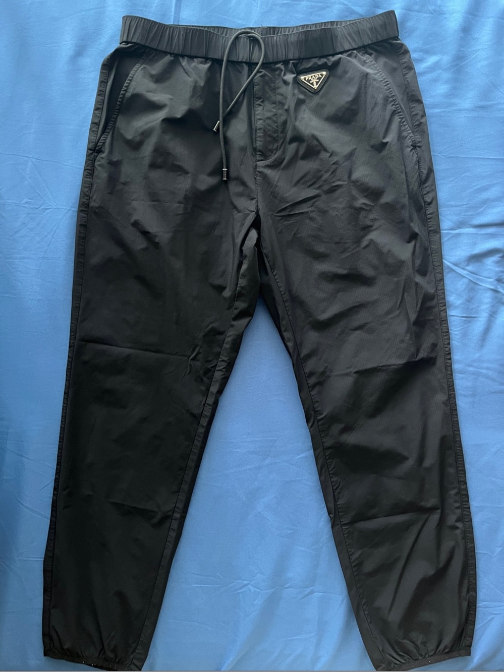 Prada Men's Black Nylon Drawstring Joggers